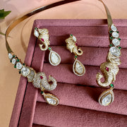Aastha Fusion Mossionite Kundan Hasli Set